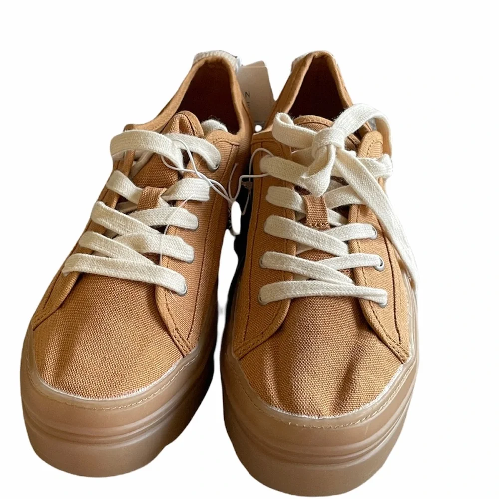 NWT Zara Chunky Platform Lace Up Sneakers Tan / Brown EU 39 US 6 Lug Sole